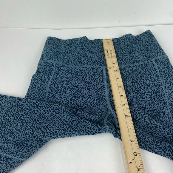 Athleta Womens Small Salutation Stash II Textured Blue Cheetah Print Leggings - Picture 4 of 9